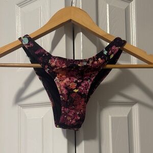 Victoria's Secret XS Floral Bikini Bottoms - Black & Pink